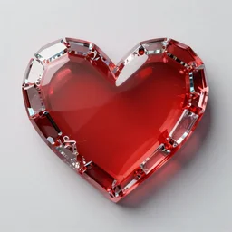red heart shape made out of large shards of glass, 3 d octane render