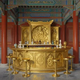 a hyper detailed painting of the bar from inside the chinese palace, the shining