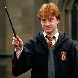 Mark Williams as Arthur Weasley holding a wand in Harry Potter and the Chamber of Secrets (2002)