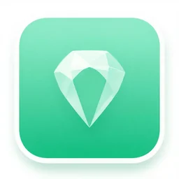 ios app icon of a single small gem, modern, grainy, neumorphism, windows 1 1, acrylic, mica, white border