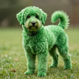hyperrealistic green dog