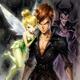 portrait, undead peter pan with evil tinkerbell, watercolor, dramatic lighting, cinematic, establishing shot, extremly high detail, foto realistic, cinematic lighting, pen and ink, intricate line drawings, by Yoshitaka Amano, Ruan Jia, Kentaro Miura, Artgerm, post processed, concept art, artstation, matte painting, style by eddie mendoza, raphael lacoste, alex ross