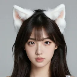 full body aesthetic photograph of a beautiful young Japanese woman with furry white cat ears, by Nick Knight, headshot, realistic, photorealistic, HD, 4k resolution