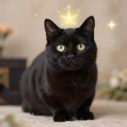 photo of of the magical black salem cat fantasy style