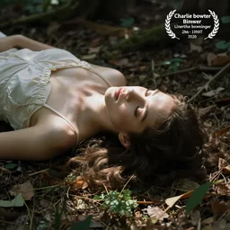 girl lying in forest, art by charlie bowater