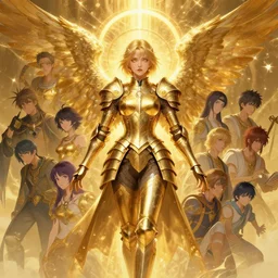 a beautiful female angel wearing a golden armor with ornaments by alex gray, android jones, nekro, karol bak, ayami kojima, artgerm, yoshitaka amano, olivier ledroit, ruan jia, charlie bowater, tom bagshaw, shining light, golden hora, concept art, fantasy