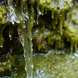 damp spiders algae waterfall drenched generate algae photographic