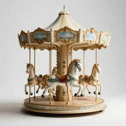 scandinavian carousel horse, studio product photography, isolated on a pure white background, centered, entire object in frame, sharp focus, soft studio lighting