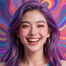 Perfectly symmetrical beautiful portrait of the Goddess of Happiness. Awe inspiring breathtaking photorealistic masterpiece octane render beautiful, photo, highly detailed, abstract, psychedelic