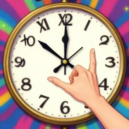 alice in wonderland clock background, psychedelic, by ralph steadman, a hand reaching from underneath, in the style of ralph steadman