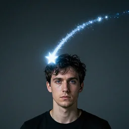 a man with the head of a comet
