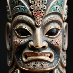 close - up tiki mask face, psychedelic, fine mandelbrot fractal lace, 1 5 0 mm, soft rim light, elegant, hyper real, ultra detailed, octane render, hg giger, 1 6 k