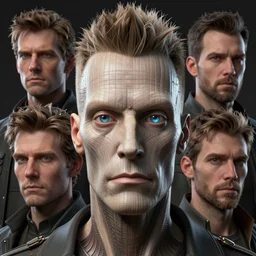 2 0 7 7 bender portrait with ribbed face by rutkowsky and charles vess and james jean and erik jones and rhads, inspired by ghost in the shell, 3 d octane render, beautiful fine face features, intricate high details, sharp, ultradetailed, artistic photography