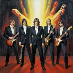 twice group in concert, painted by zdzislaw beksinski