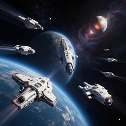 manmade inside - out planet starships traveling the universe at nucleonic speeds much faster than light, artstation