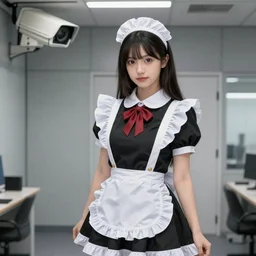 SCP-049 wearing a french maid dress, security camera photo, 4k