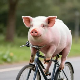 a pig riding a bike