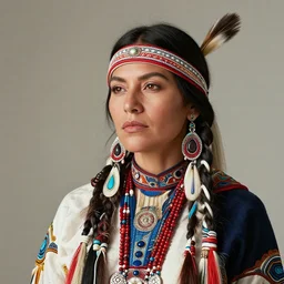 image of beautiful native american woman, ultra detail, professionally retouched, soft lighting, wide angle, 8 k high definition, intricate, elegant, art by ana lora, tom bagshaw