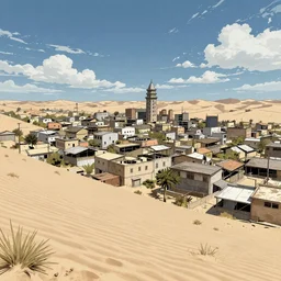 deserted city manga style detailed