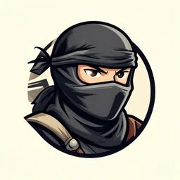 a tshirt logo of a ninja, vintage style, art piece, portrait, super detailed, ultra realistic, vector graphics