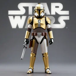mandalorian, crusader, star wars, full body, armor in gold and white, blasters.