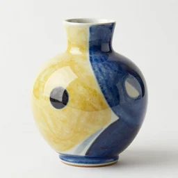 study of shino oribe yayoi ceramics with bold innovative organic shape, vibrant colors, individual piece, black background, puppet, bokeh, nightlight, studio lighting, hard lighting