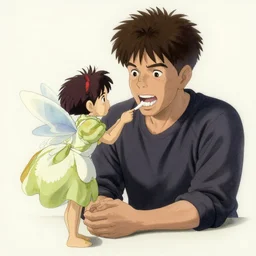 [ terry crews ] is the ( tooth fairy )!!!, by hayao miyazaki, ink, still - life, airbrush