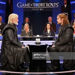 game of thrones faceoff on family feud game show, set photo, getty images, photorealistic, modern day