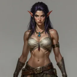 very muscled Amazon elf as a ruggedly mean looking heroine, intricate, elegant, highly detailed, centered, digital painting, artstation, concept art, smooth, sharp focus, illustration, art by artgerm and donato giancola and Joseph Christian Leyendecker, WLOP