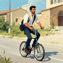 a man riding a unicycle, in the style of turhan selcuk