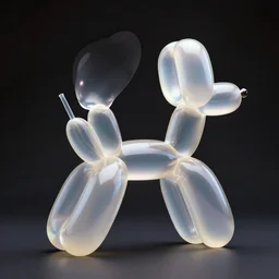3 d render of a giant floating balloon animal sculpture, shiny, translucent, twisted plastic by studio ghibli and james jean and edward hopper