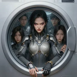 portrait of rage against the washing machine, sci - fi, techwear, intricate, elegant, highly detailed, digital painting, artstation, concept art, smooth, sharp focus, illustration, by bartek fedyczak, erak note, tooth wu, neil richards, kan liu, siwoo kim, jisu choe