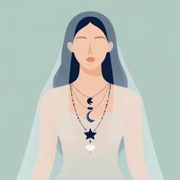 a portrait of a galaxy as an androgynous druid spirit wearing five necklaces of moons and stars, draped in transparent cloth, flat colors, occult, minimal, swirly, bust by amy brown and alphonse mucha, decorative art nouveau border, astrophotography, vast cosmos, digital concept art, trending on artstation