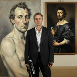 Artwork by Lucian Freud and Phil Hale and Caravaggio
