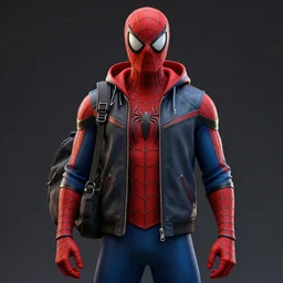 futuristic spiderman dressed hoodie jacket and bag,highly detailed, 4k, HDR, award-winning, artstation, octane render