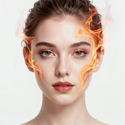 azctec, katherine mcnamara, detailed perfect face, exquisite details, fire magic, mid view, design on a white background, by studio muti, greg rutkowski makoto shinkai takashi takeuchi studio ghibli