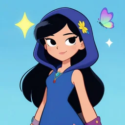 cartoon female character in hood inspired by robin and star butterfly from star vs force the evil, artwork by artgem lau, wlop and rossdraws, anatomically correct, smooth, clean detailed, sharped focus, symmetrical, perfect composition, illustration, extremely coherent, detailed body, colorful