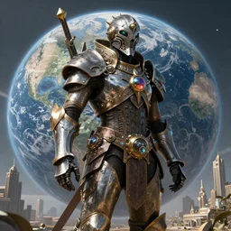Destiny 2 Guardian in steampunk armor overlooking earth's last city, intricate and beautiful details, trending on Artstation, Pinterest, n