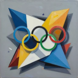 Olympics painting by Sachin Teng, asymmetrical, Organic Painting , Hard Light and long shadows, Matte Painting,  geometric shapes, hard edges, graffiti, street art, 300 dpi :2 by Sachin Teng:4