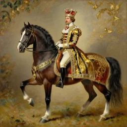 the royal king's horse by greg hildebrant lisa frank fancy rococo baroque regal oil painting high quality award winning clothed in fancy garb
