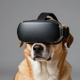 a dog wearing a vr headset, high - res, detailed