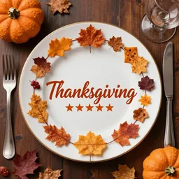 Thanksgiving Serving Plate in five-star restaurant. Promotional Advertisement Photo.