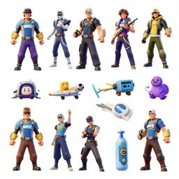 game assets on the style of Fortnite. Game assets , game indie. Assets. Game pack , concept art