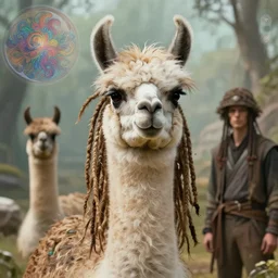 llama with dreadlocks, by mandy jurgens, ernst haeckel, james jean, scifi