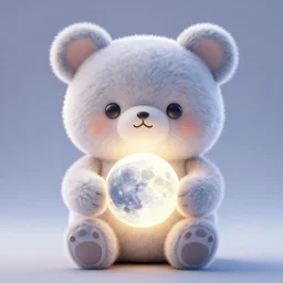 a very cute stuffed animal holding the moon in it's hands, backlight, 3 d render, octane render, magical lighting, stars in the night sky, digital art, highly detailed still from moon holder by pixar and dreamworks