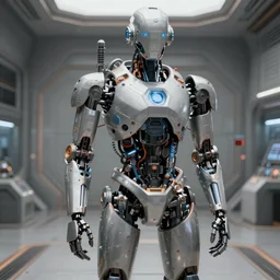detailed character concept art portrait of a detailed and hi - tech robot in an empty chamber, artstation, award - winning realistic sci - fi concept art by greg rutkowski and yoshitaka amano, in the style of moebius, realism masterpiece.