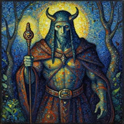 create a mutant in an ancient art, a pointillist, or a medieval style. prompt : antidote.