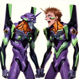 chris farley yelling at shinji in the style of neon genesis : evangelion