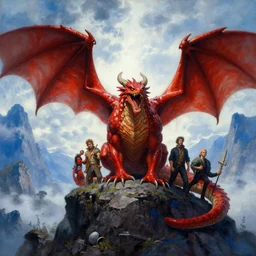 red dragon by greg rutkowski, plutus su and chris scalf and lucas graciano and billy christian and alex konstad and mark zug, mountains, blue and white color palette, painting, d & d, fantasy, detailed, realistic, complimentary colors, light, artstation, cinematic, dramatic lighting, close up, storm clouds, hudson river school