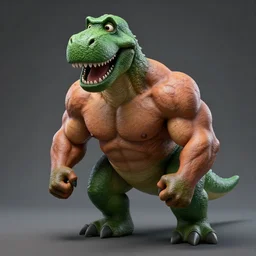 muscular barney the dinosaur, by steve huston, hyper - realistic, dramatic